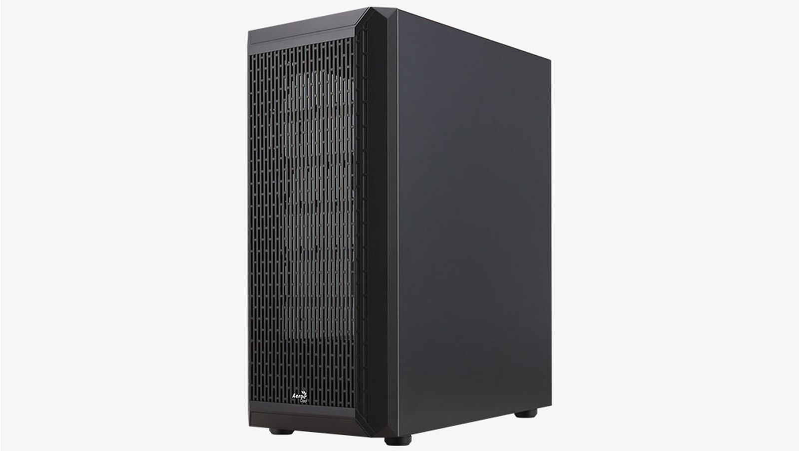 Un case per computer nero con pannello frontale ventilato.