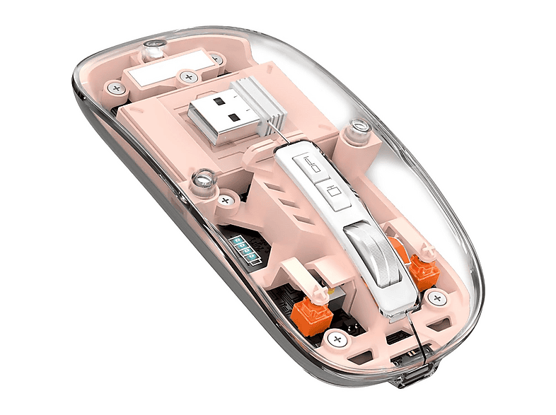 SCHITEC M377 Ultra Sessiz 3 Bağlantı Modlu 2xBluetooth Bağlantı + 2.4Gh Type-C Şarjlı Kablosuz Gaming Mouse Pembe