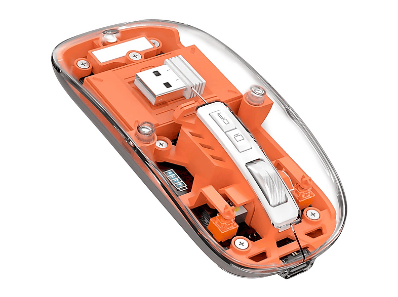 SCHITEC M377 Ultra Sessiz 3 Bağlantı Modlu 2xBluetooth Bağlantı + 2.4Gh Type-C Şarjlı Kablosuz Gaming Mouse Turuncu