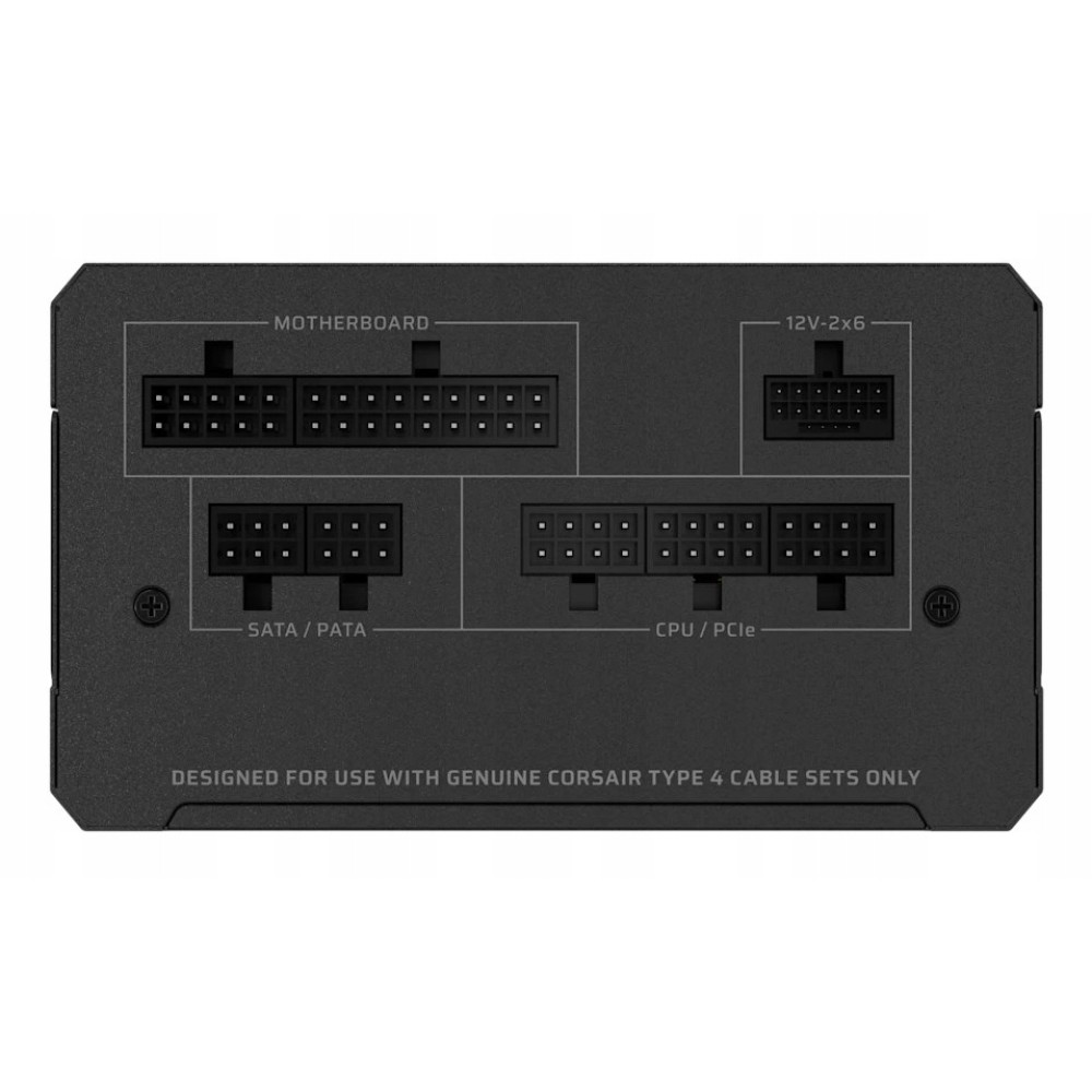 Alimentatore nero con porte per Motherboard, SATA/PATA, CPU/PCIe e 12V-2x6.