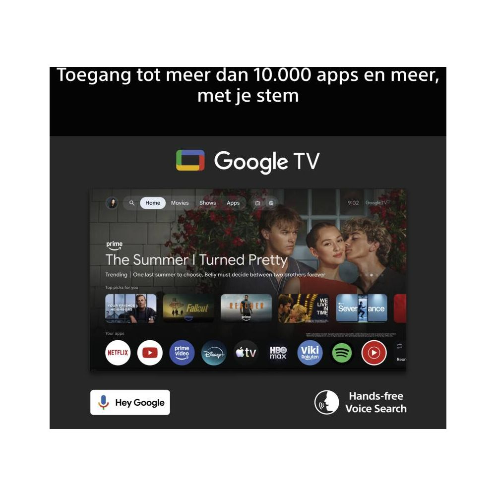 Google TV-Startbildschirm mit Filmvorschlägen und App-Symbolen.