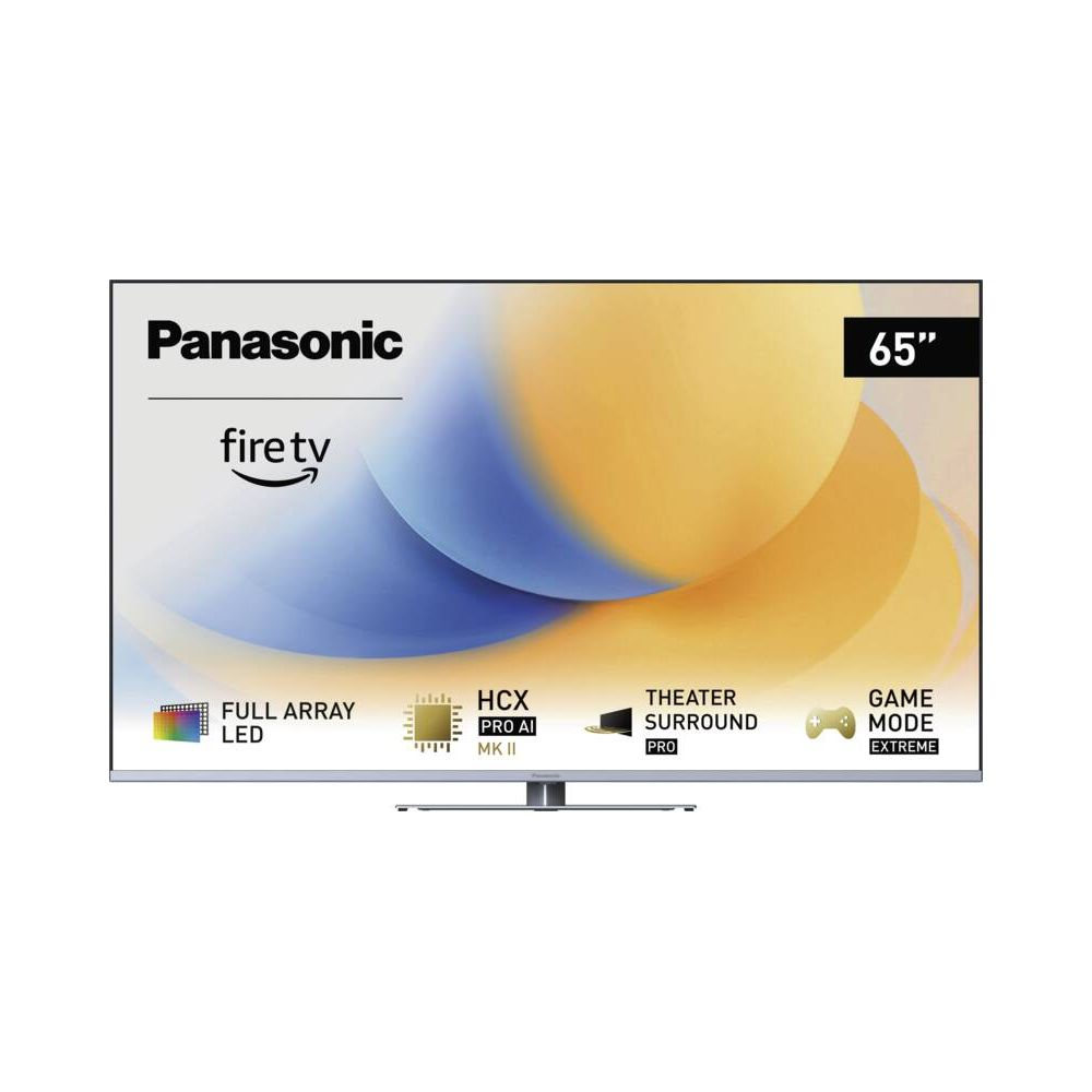 Ein 65-Zoll-Panasonic-Fernseher mit Fire TV, Full Array LED, HCX Pro AI und Game Mode.