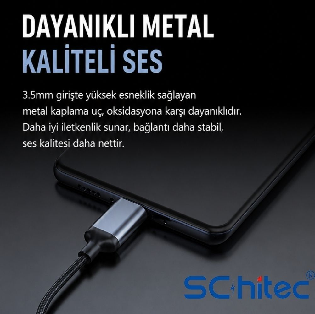 Siyah bir akıllı telefona takılı gri USB-C kablosu.