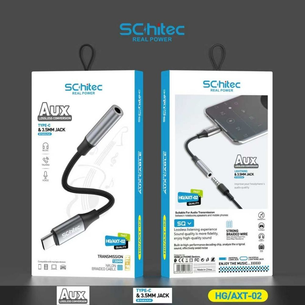 Ambalaj, Type-C - 3,5 mm jak adaptörünü ve kullanımını gösteriyor.