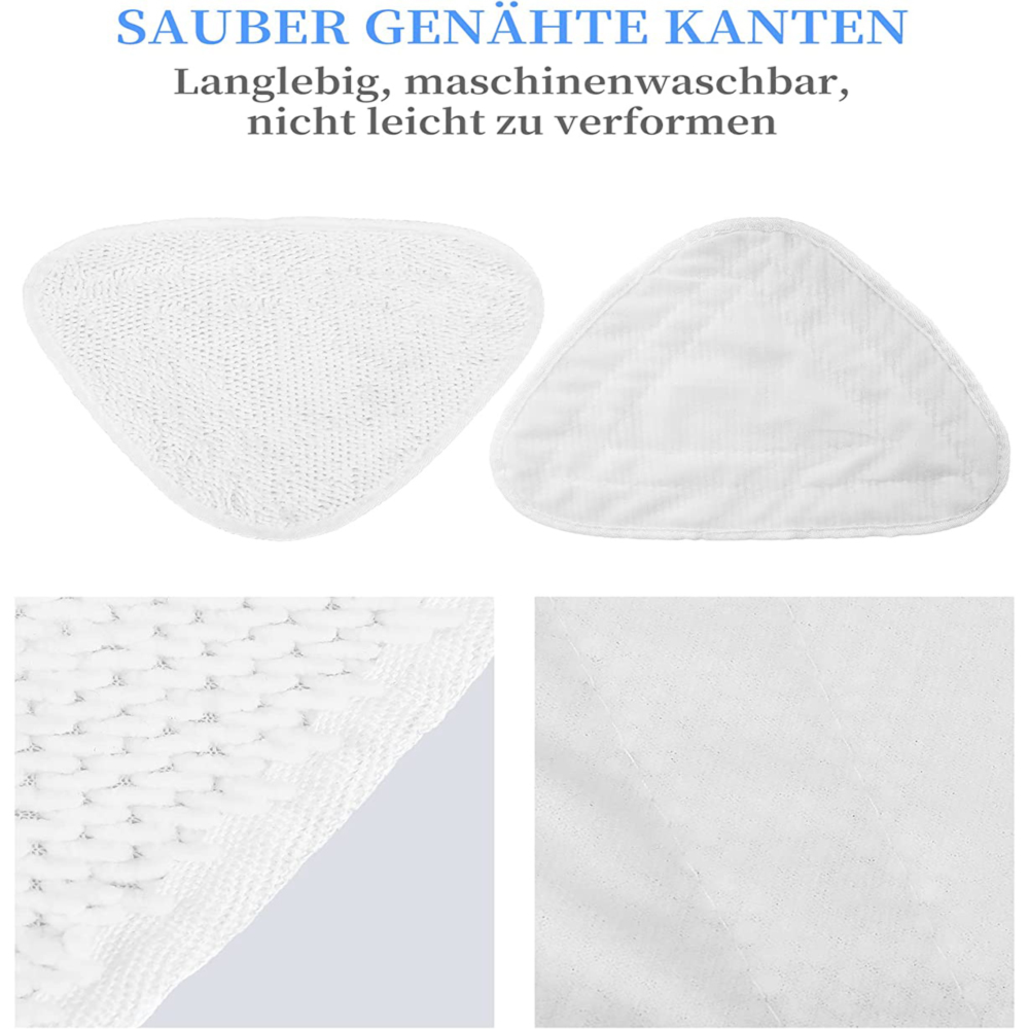 Zwei weiße Wischmoppköpfe, eine Nahaufnahme der Textur.