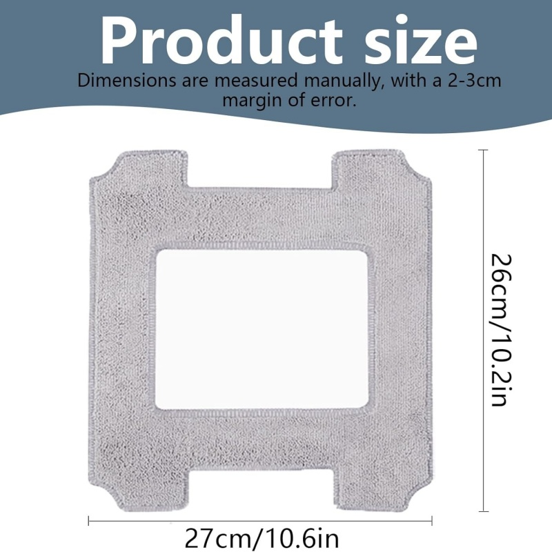 Panno di pulizia grigio con dimensioni: 27x26cm. Dimensioni prodotto.