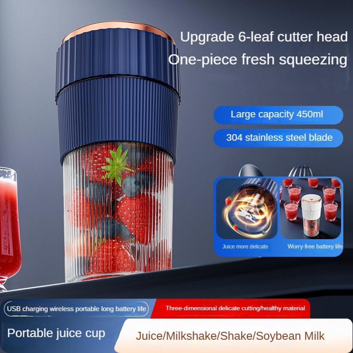 Tragbarer Mixer mit Beeren, 450ml Kapazität und Edelstahlklinge.