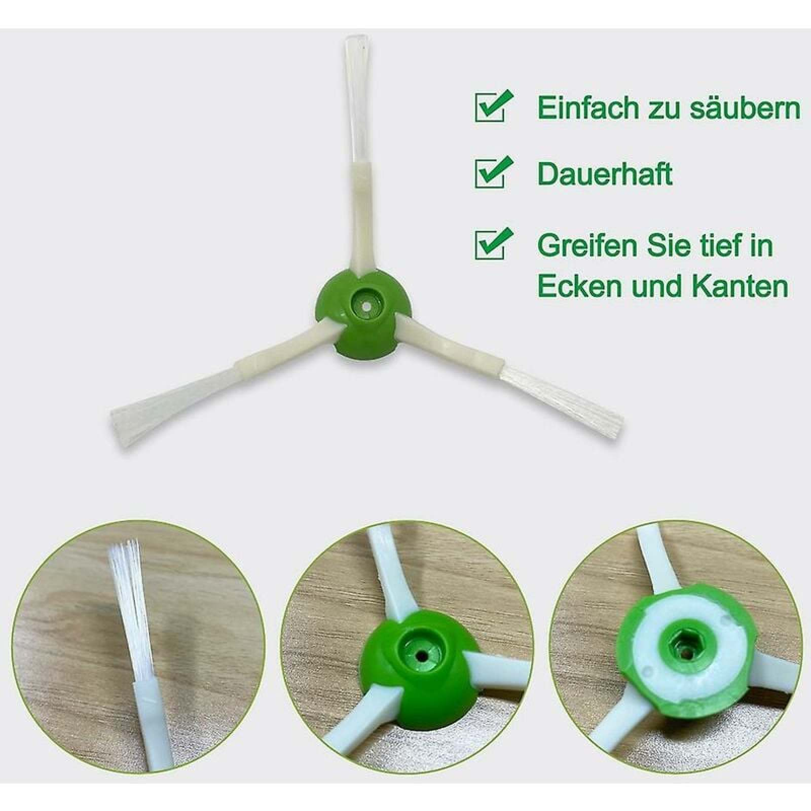 Grüne Reinigungsbürste mit drei weißen Borstenarmen auf weißem Hintergrund.