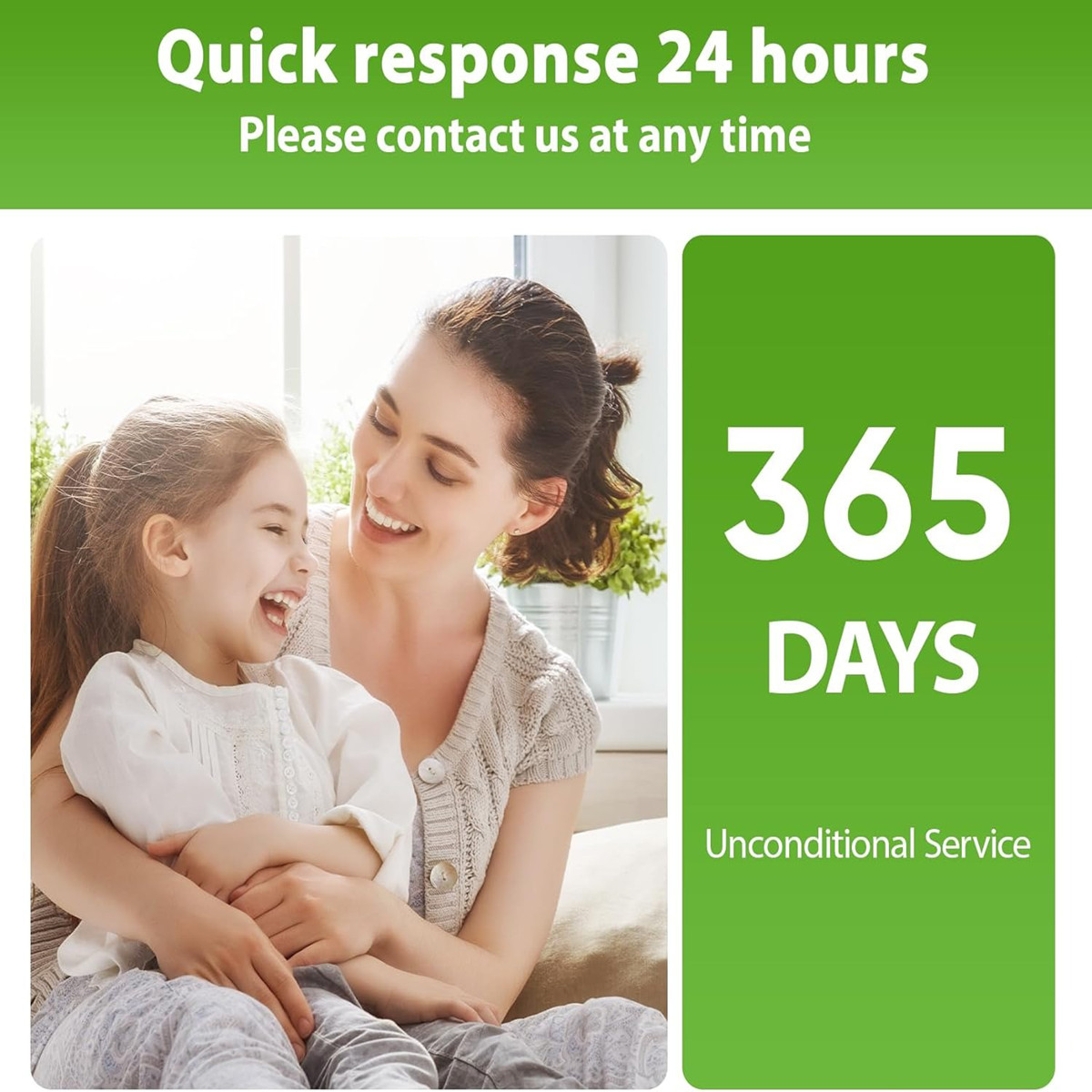 Eine Frau und ein Kind lachen zusammen. "365 TAGE" steht daneben.