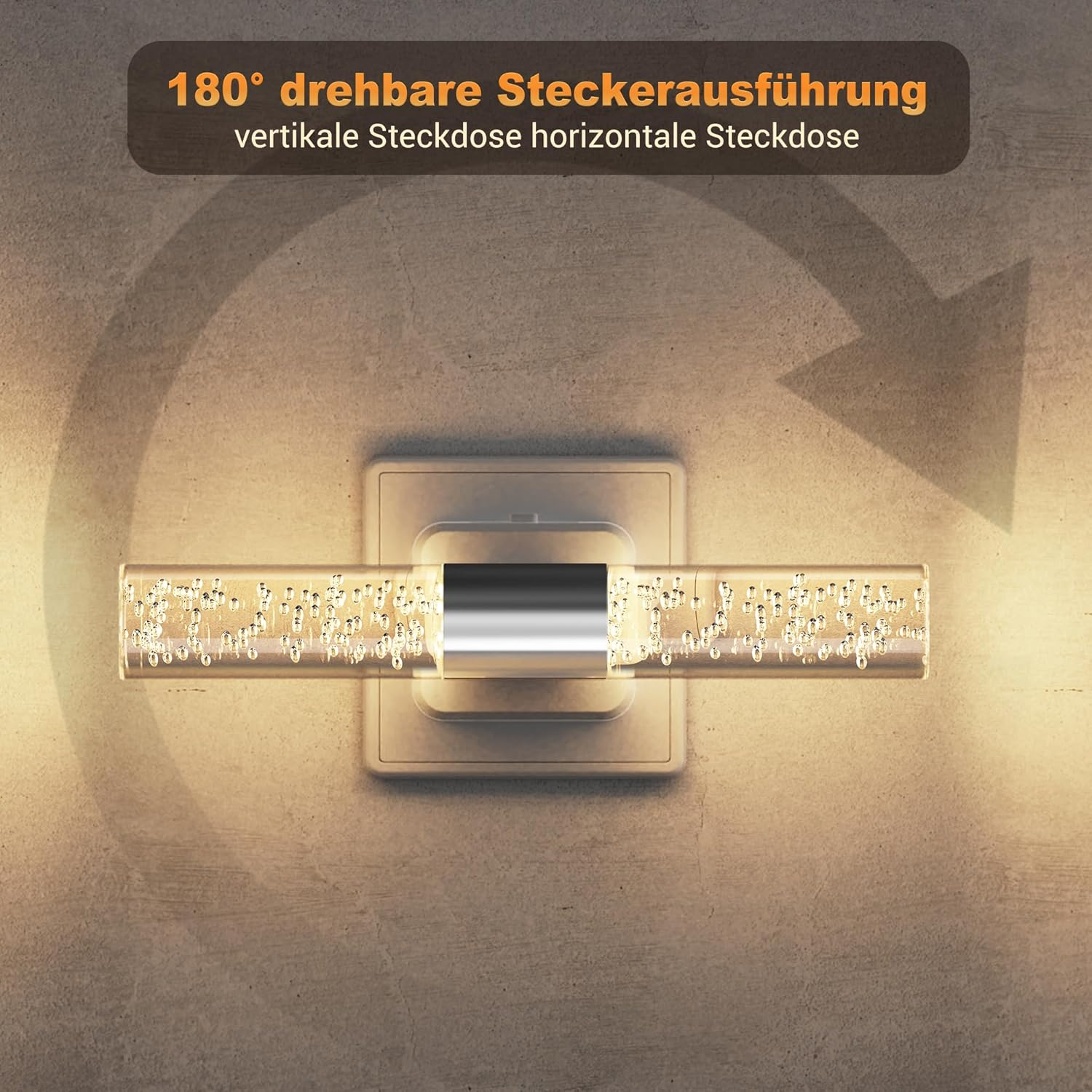 Eine drehbare Steckdose mit einem Glasrohr mit Luftblasen.