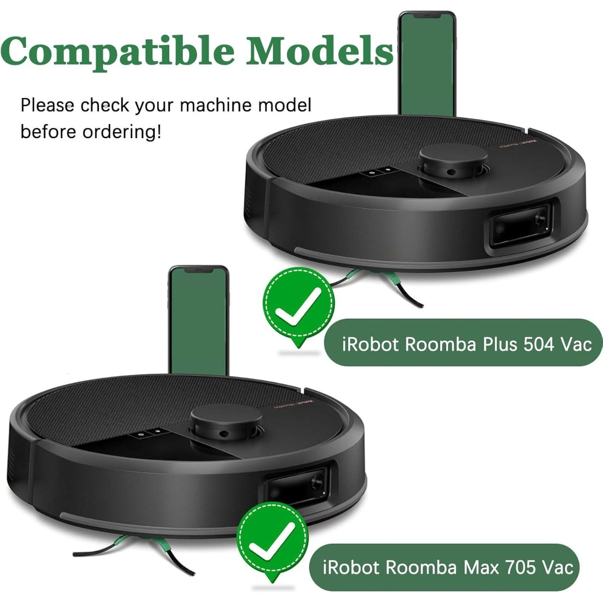 Zwei iRobot Roomba Staubsaugerroboter werden gezeigt.
