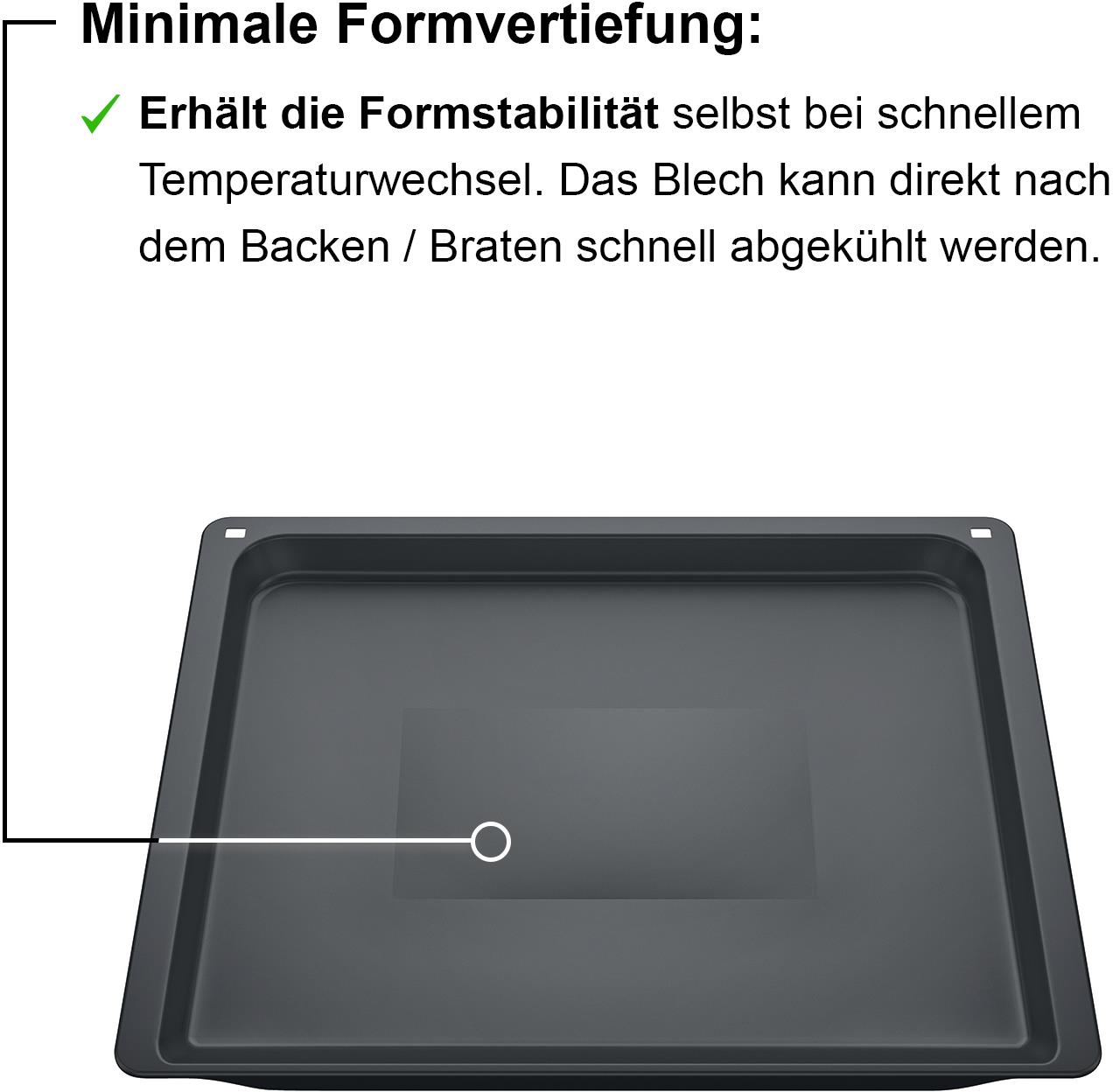 Eine graue, rechteckige Backform mit leicht erhöhten Rändern.
