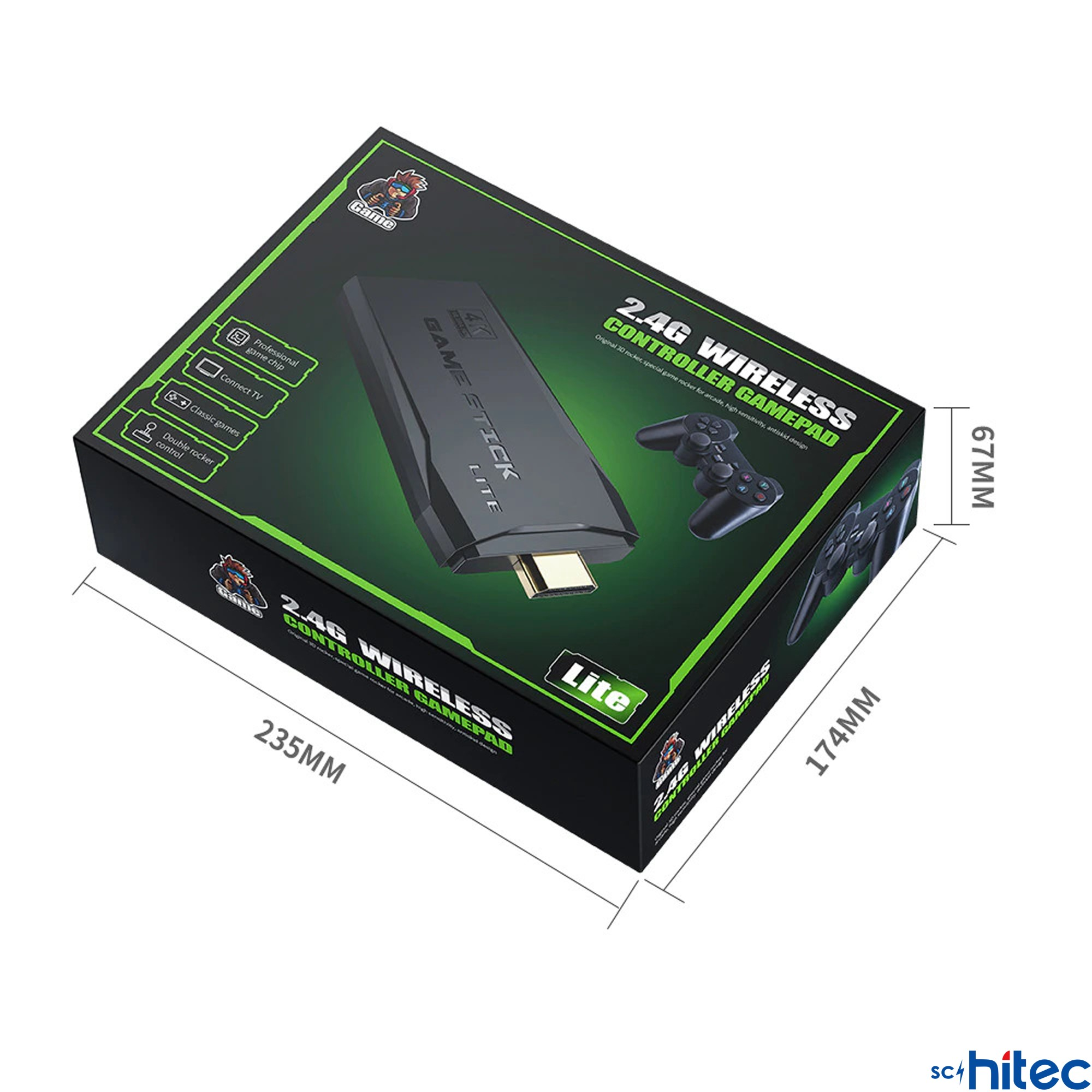 HDMI stickli kablosuz oyun kumandası ambalajı.