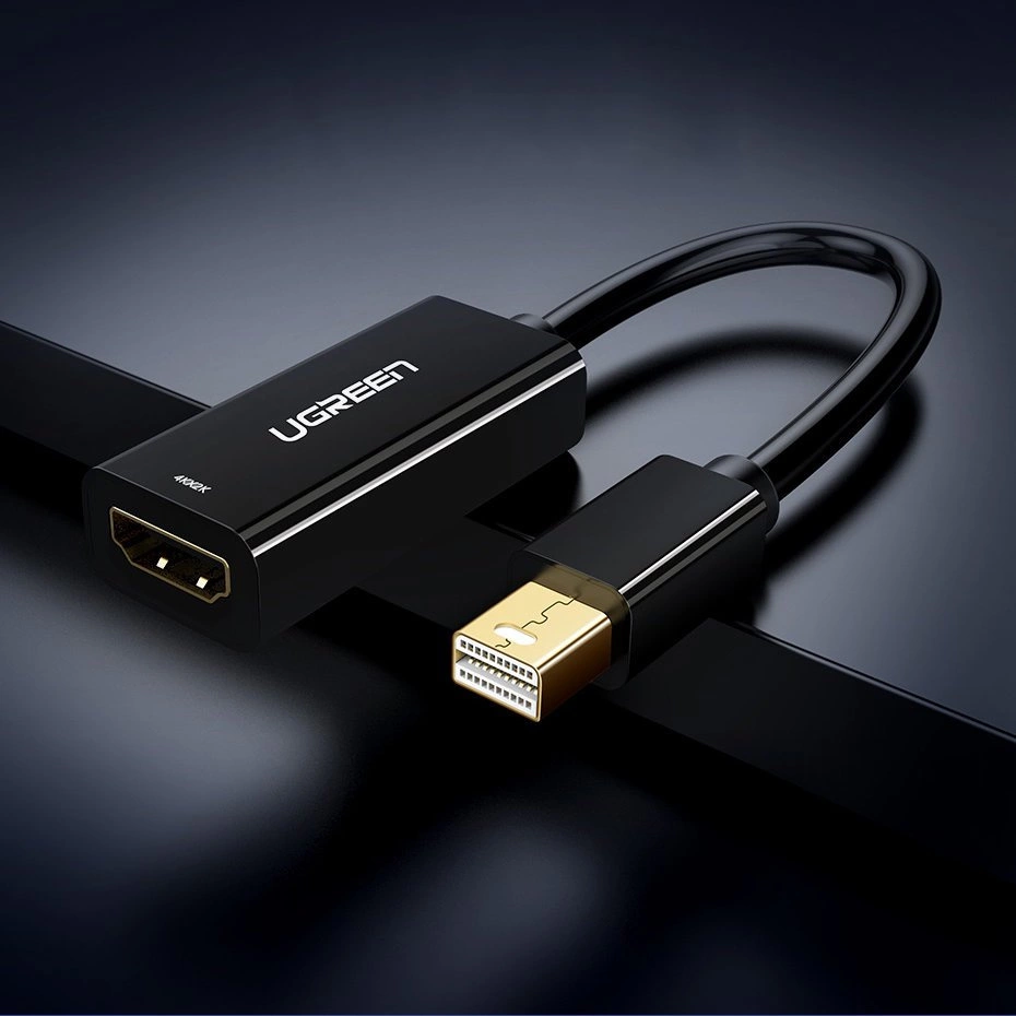 Cavo adattatore UGREEN nero con connettori HDMI e DisplayPort. Supporta risoluzione 4K.