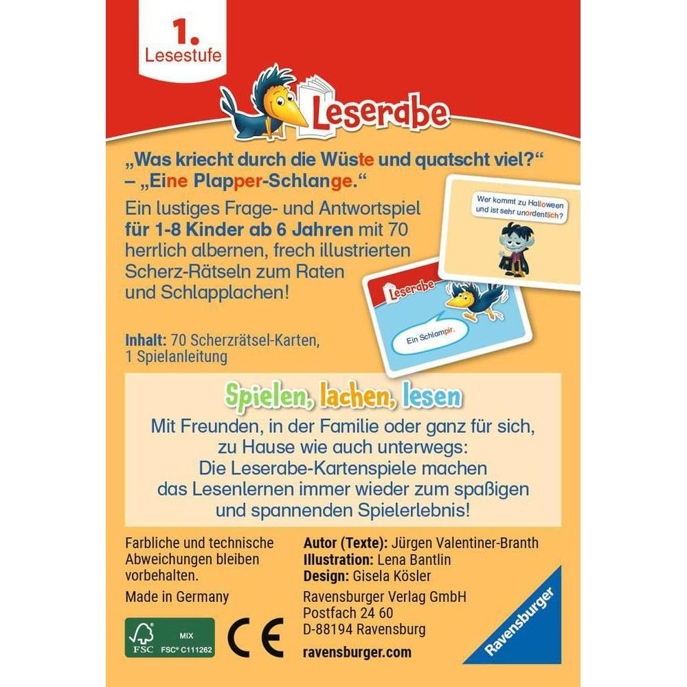 RAVENSBURGER Il lettore corvo indovinelli scherzosi Leserabe