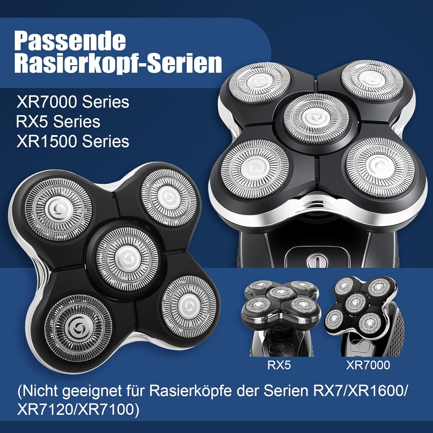 Scherköpfe für Rasierer, passend für XR7000, RX5, XR1500 Serien.