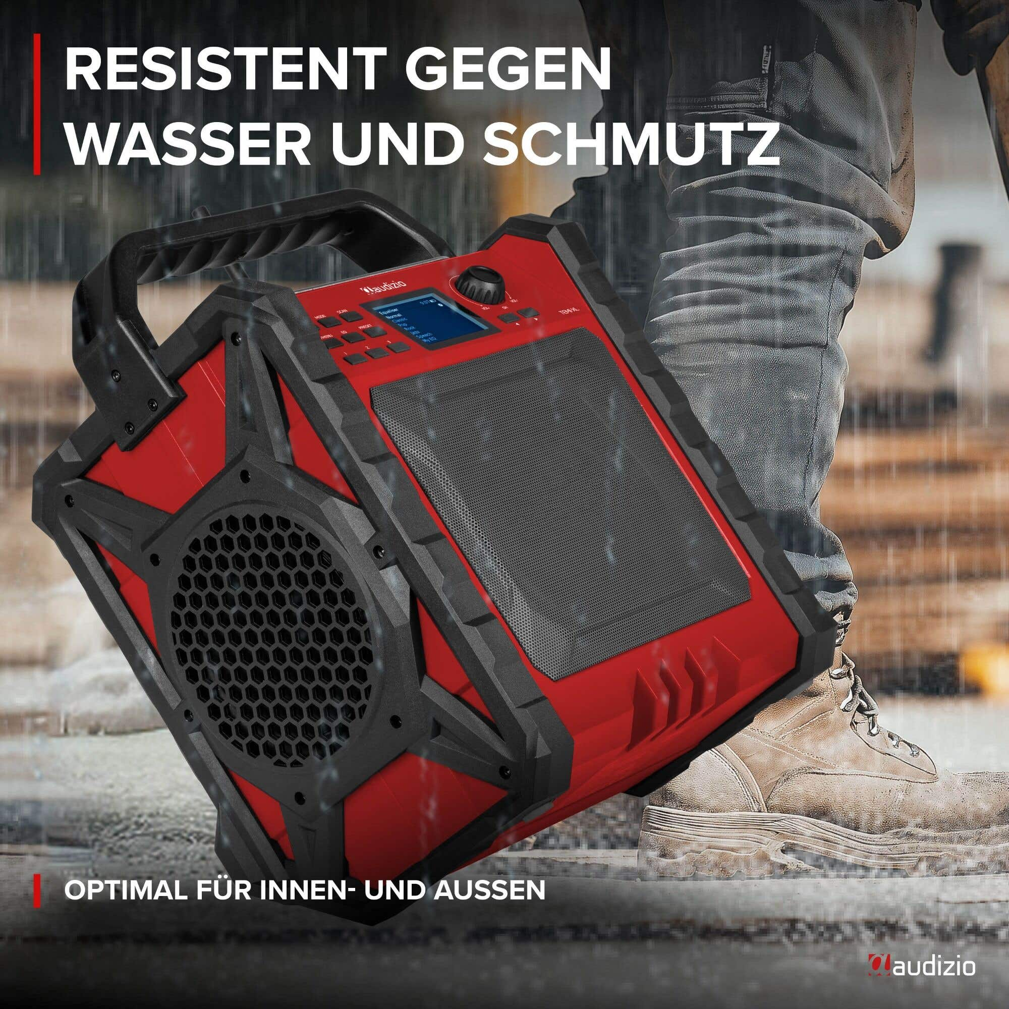 Radio portátil  - Jobsite XL AUDIZIO, Red
