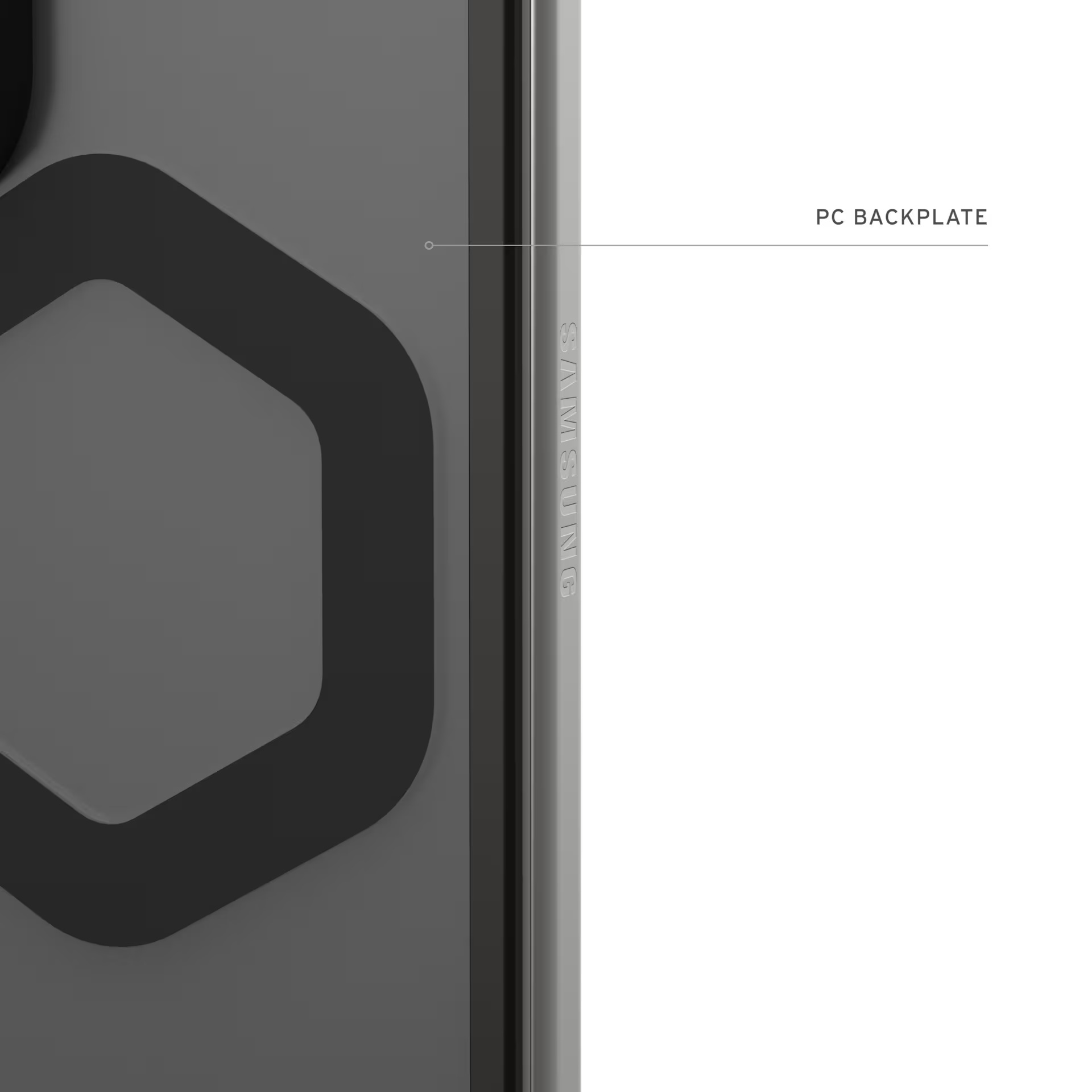 Ein graues Handy mit einem sechseckigen Muster und dem Samsung-Logo.