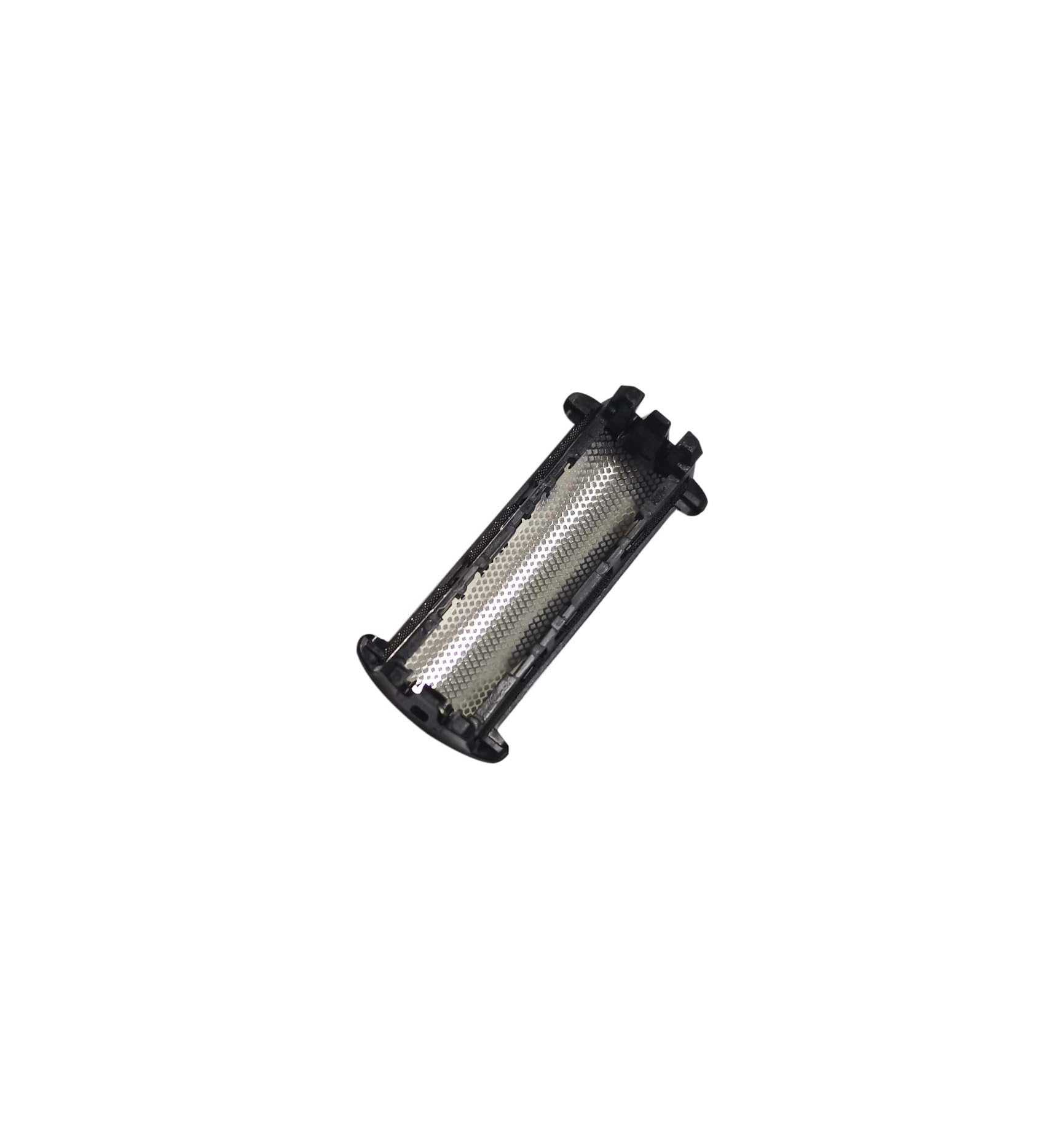 Ein schwarzer Filter mit einem perforierten Metallkern auf weißem Hintergrund.