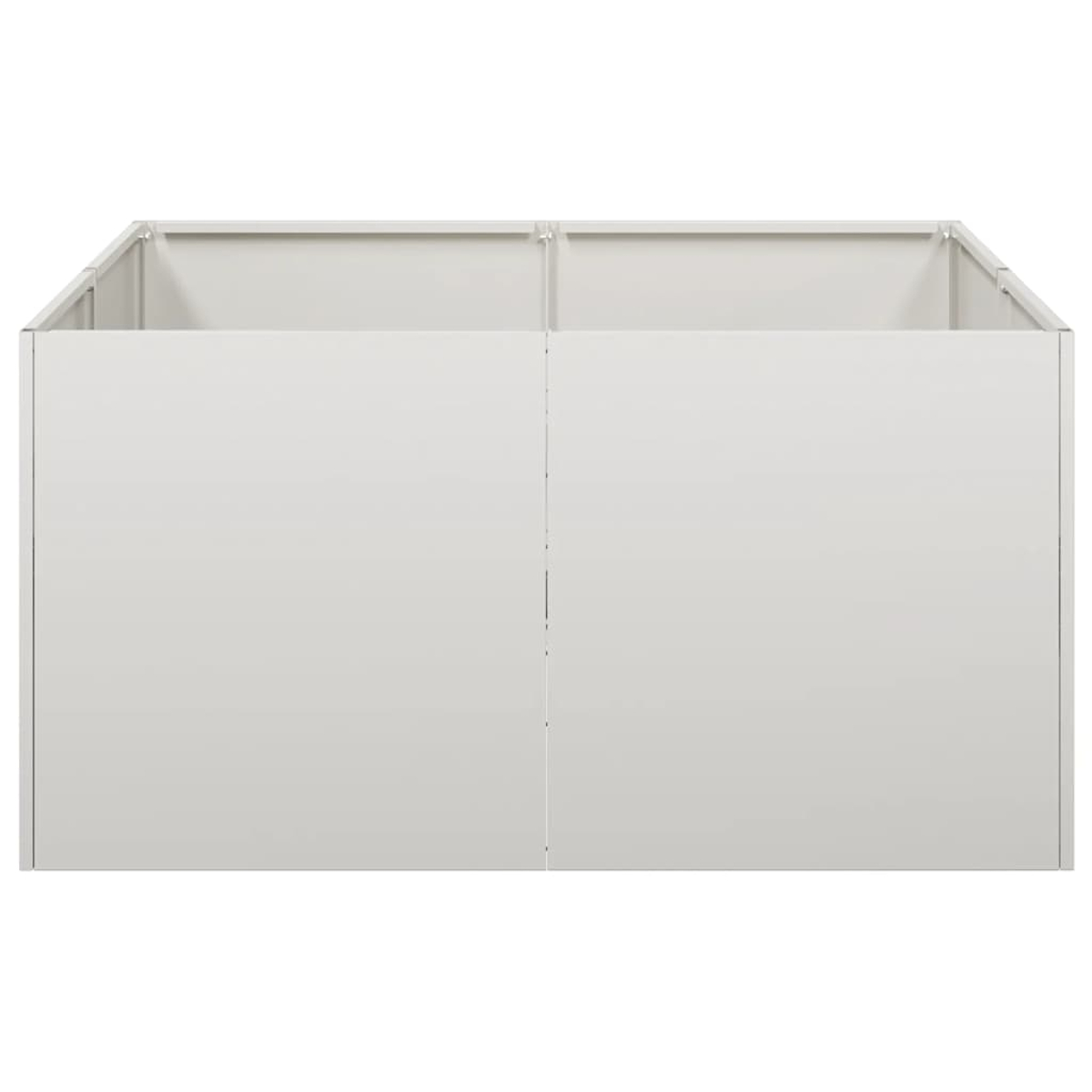 Un semplice modulo bianco in metallo per stand fieristici con due sezioni verticali.