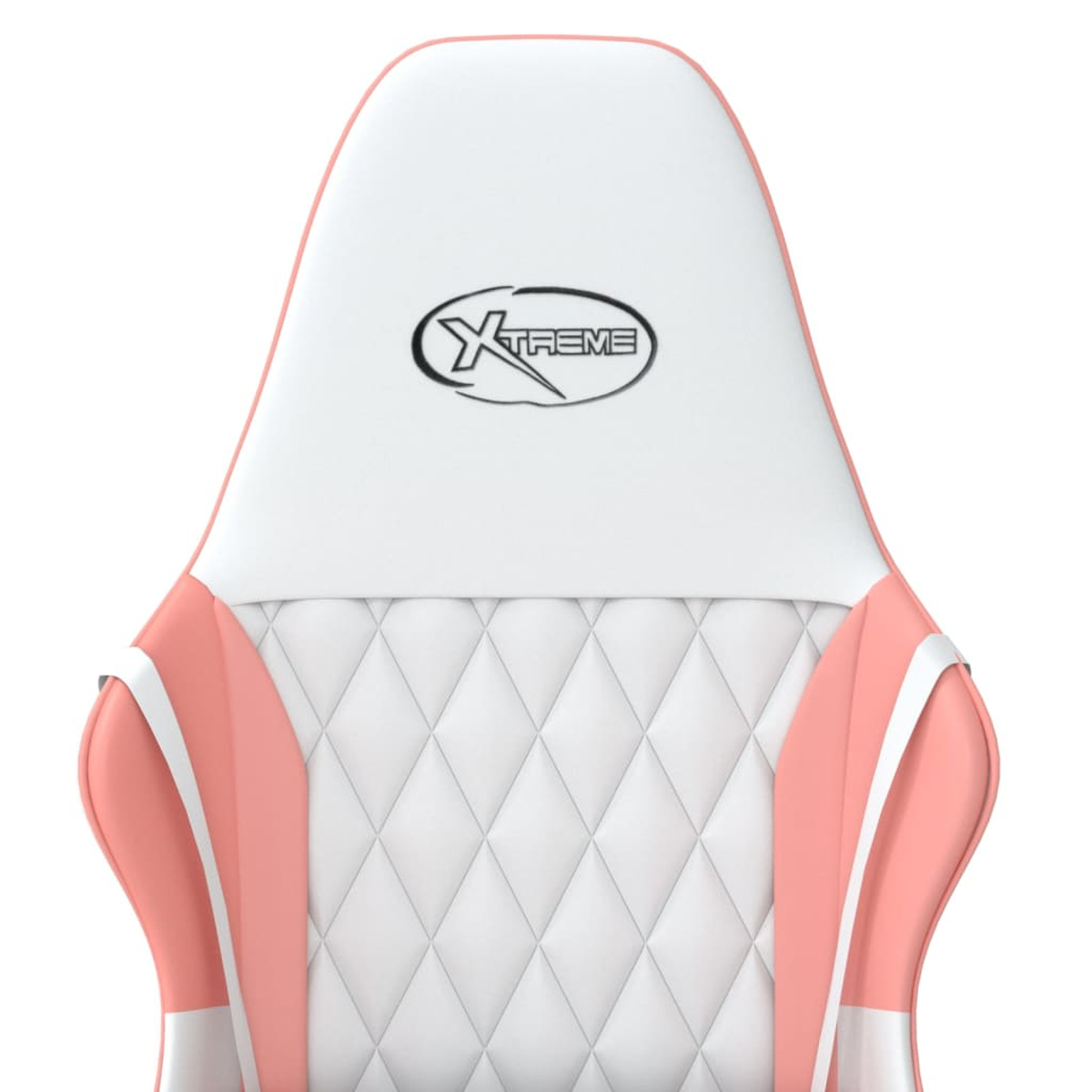 Ein weißer und rosa Gaming-Stuhl mit dem Logo "Xtreme" auf der Kopfstütze.
