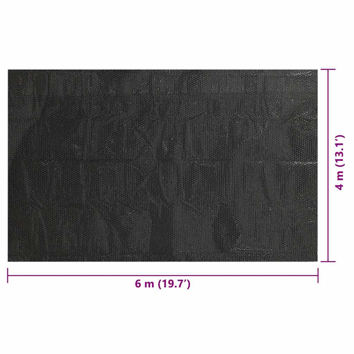Ein schwarzes Geotextilgewebe, 6m x 4m, mit sichtbarer Textur.