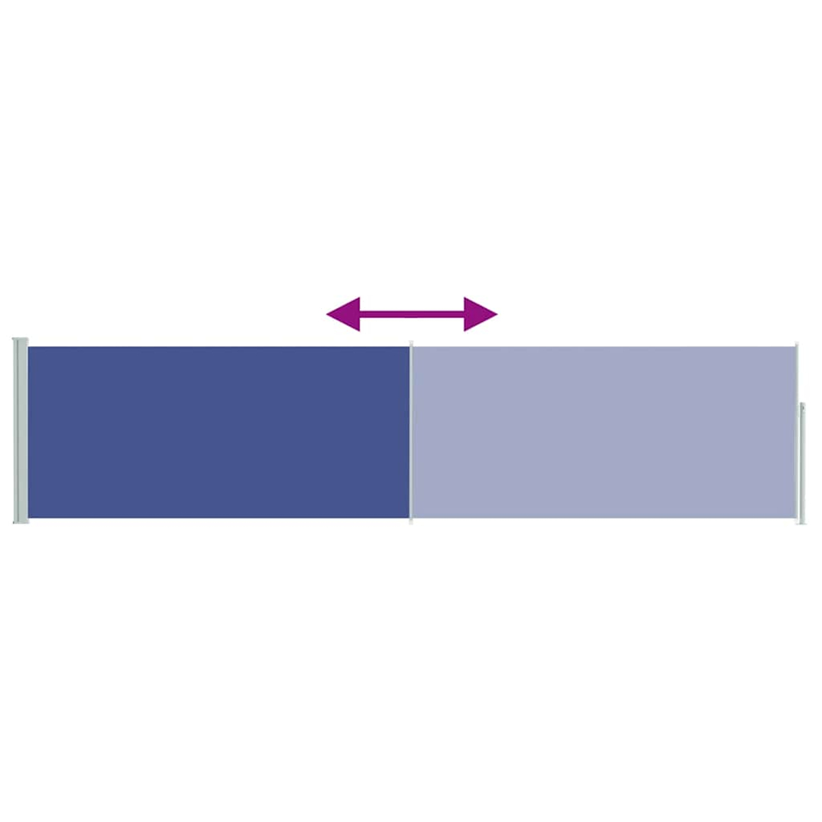 Due teli in tessuto, blu e viola, con doppia freccia sopra.
