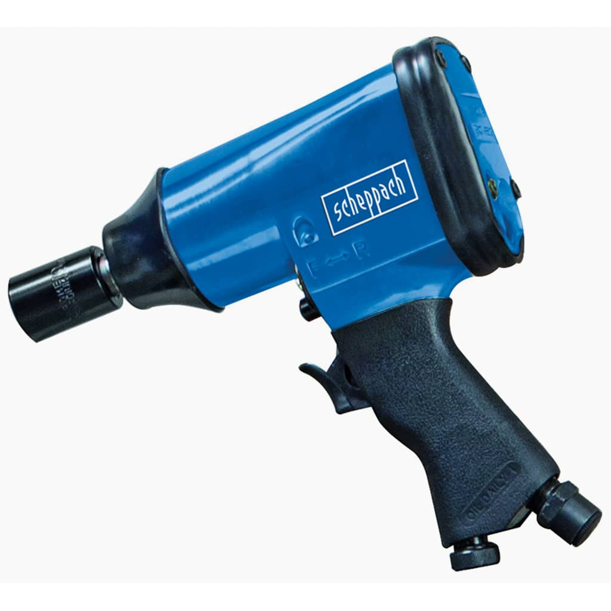 Avvitatore a percussione blu con impugnatura e bussola nere.