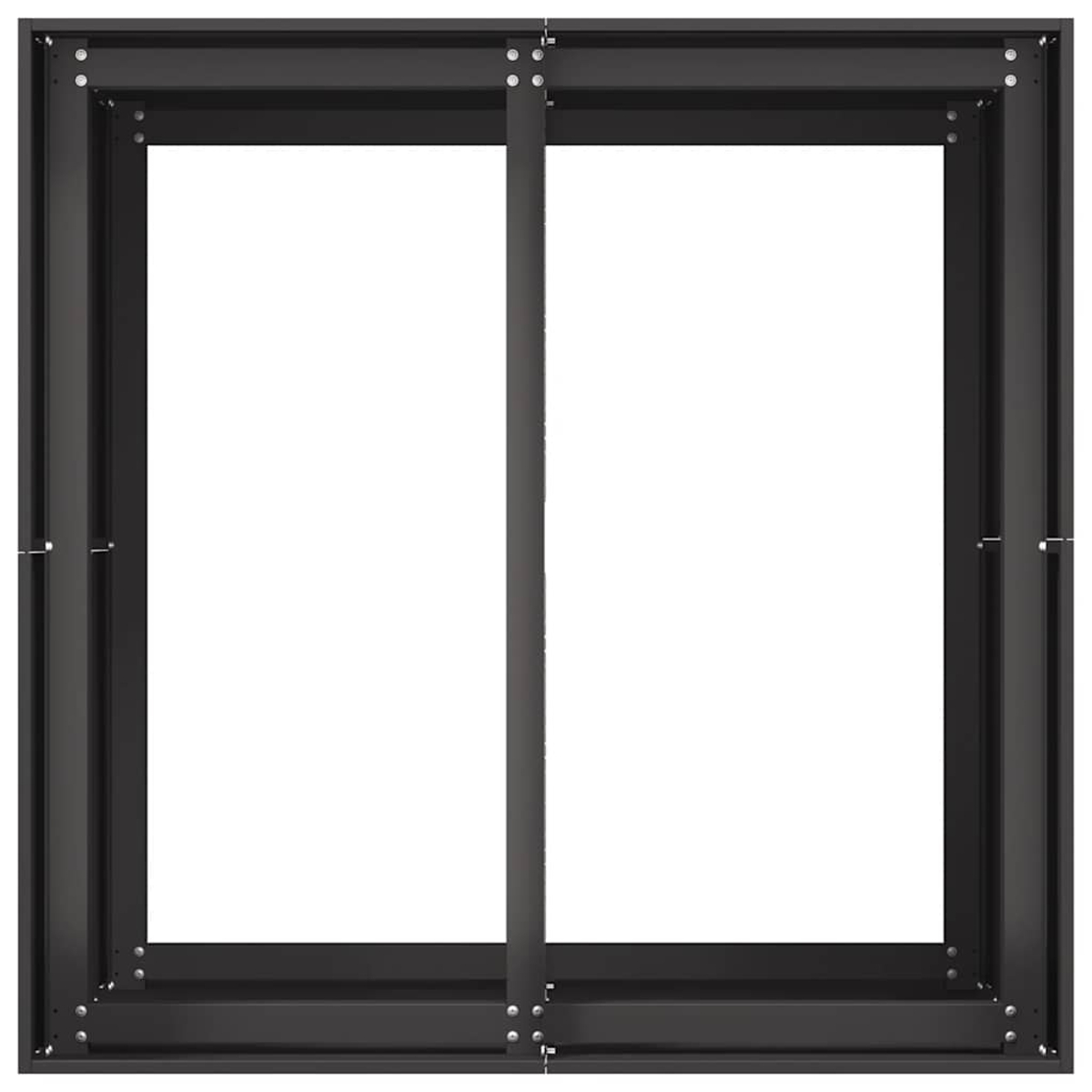 Una cornice in metallo grigio scuro con due barre verticali su sfondo bianco.