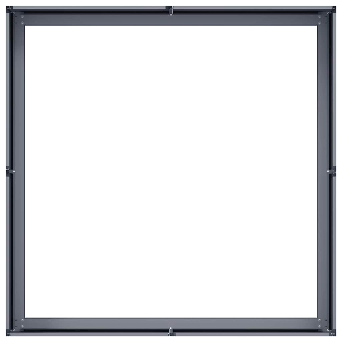 Una cornice in metallo grigio con sfondo bianco.