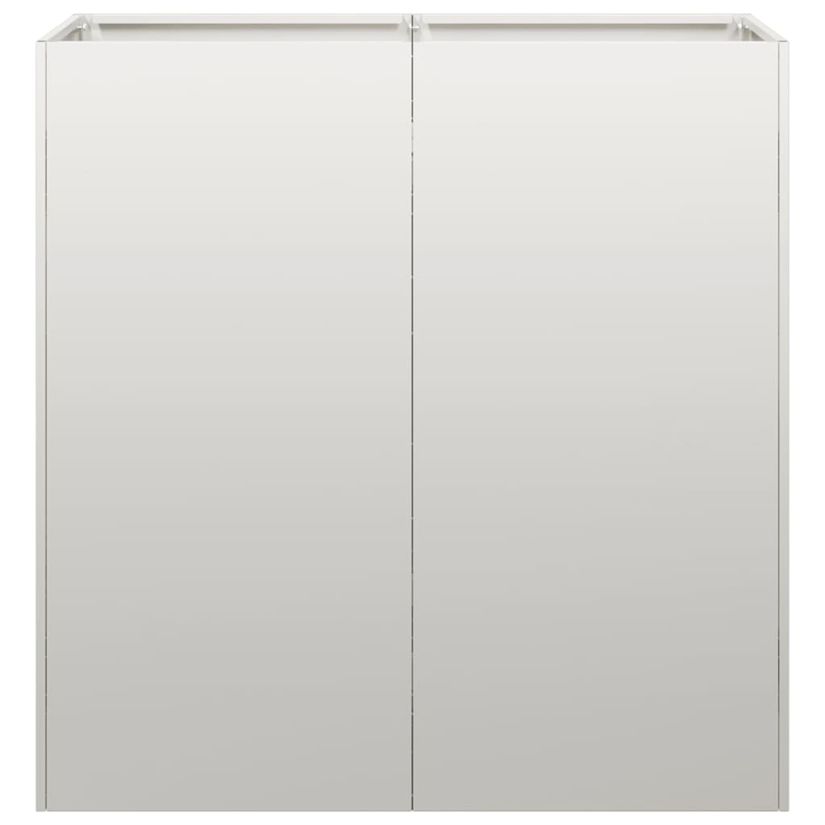 Un semplice sistema di armadio bianco a due ante, su sfondo bianco.