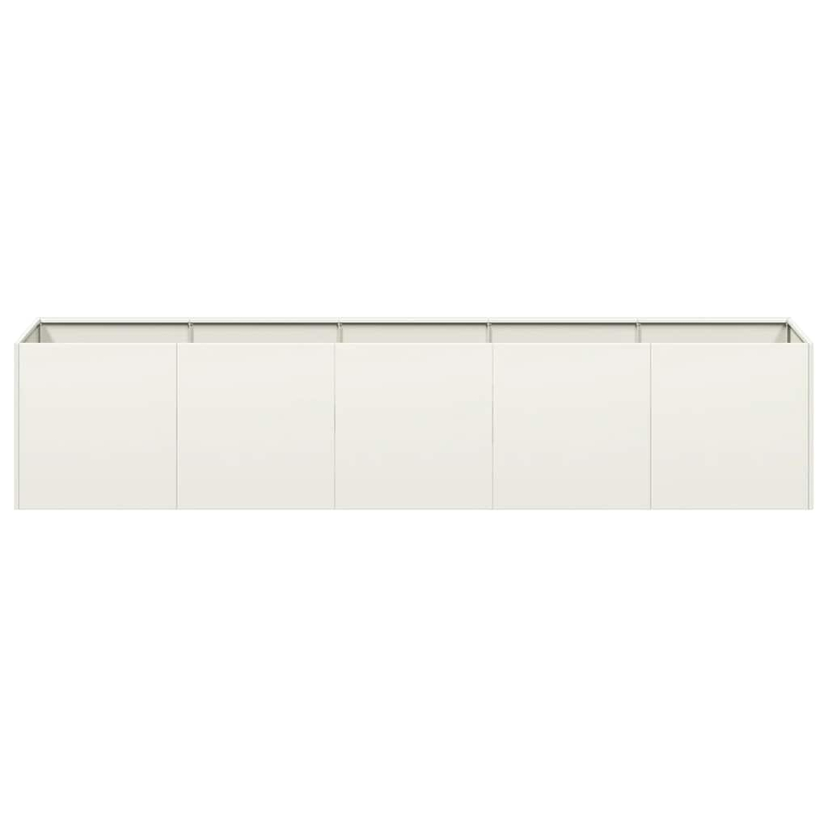 Una lunga parete modulare color crema con cinque pannelli su sfondo bianco.