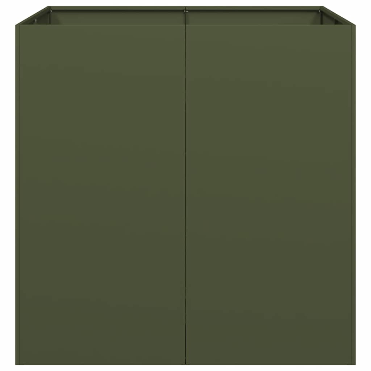 Un contenitore rettangolare verde scuro con due porte.