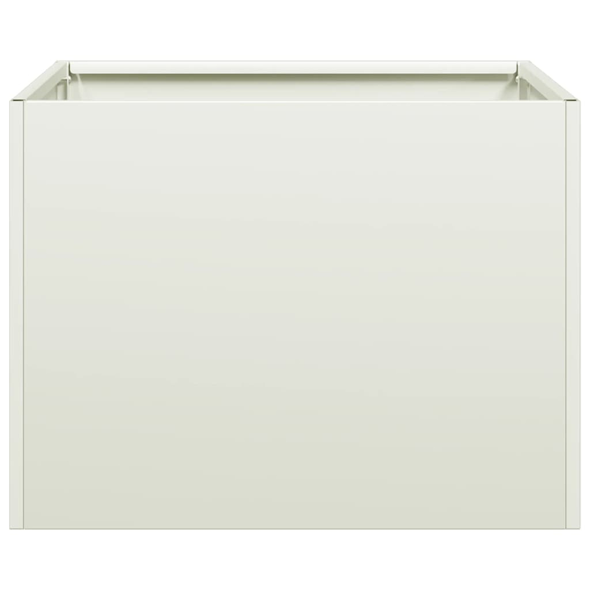 Un semplice contenitore rettangolare color crema con un'apertura superiore.