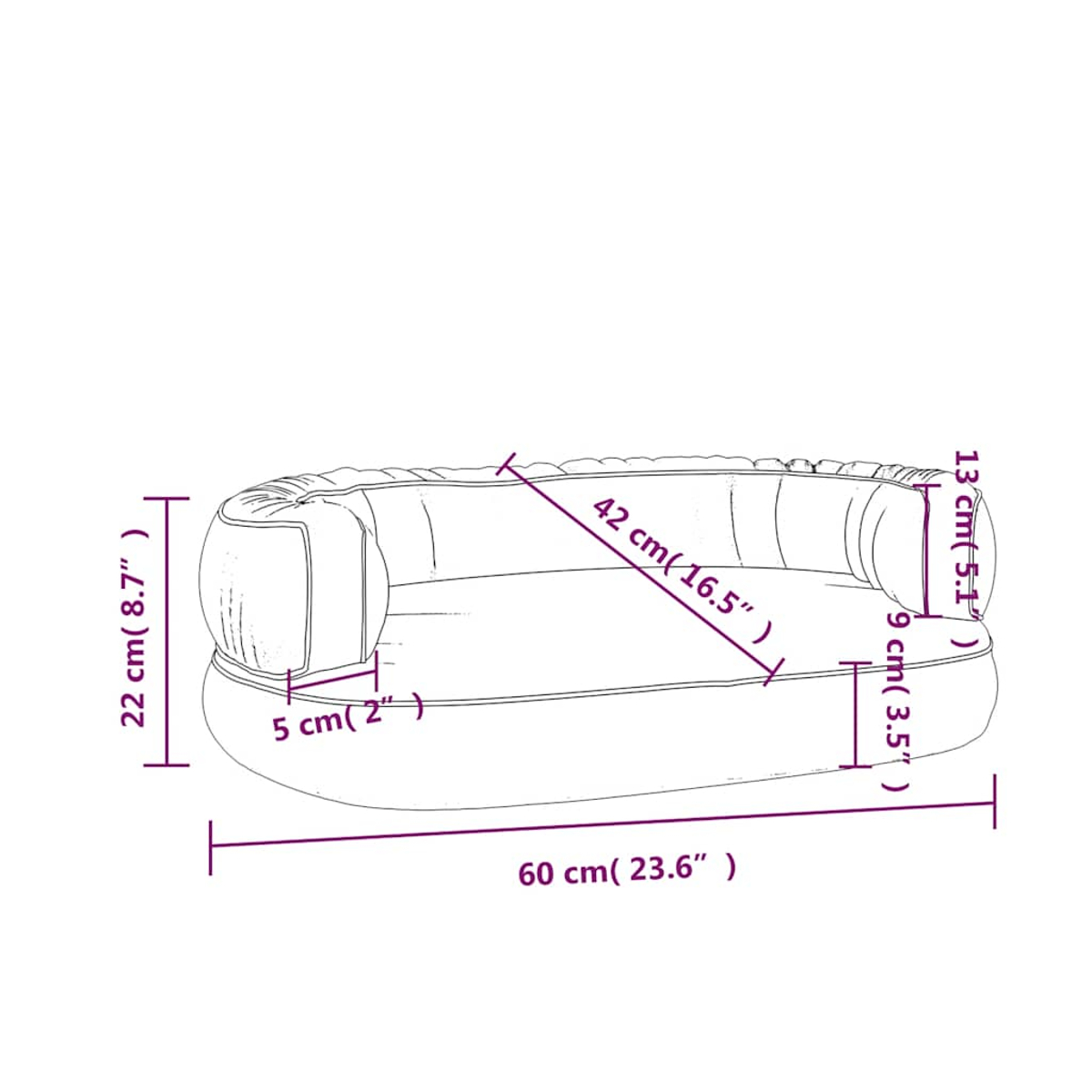 Aufblasbares Sofa mit Maßen: 60x42x22 cm.