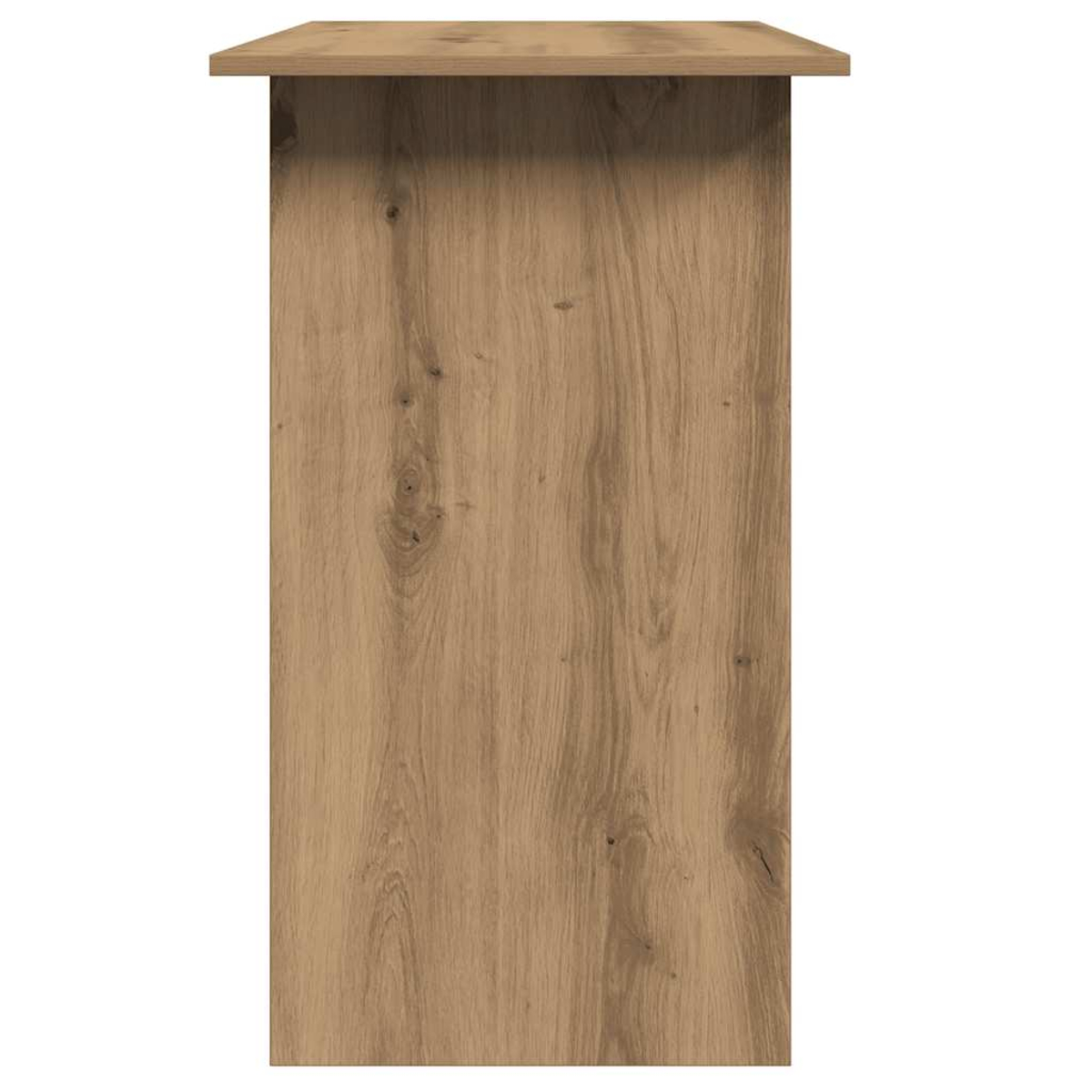 Ein vertikales Stück Holzmaserung mit einem hellen Holzton und dunkleren Adern.