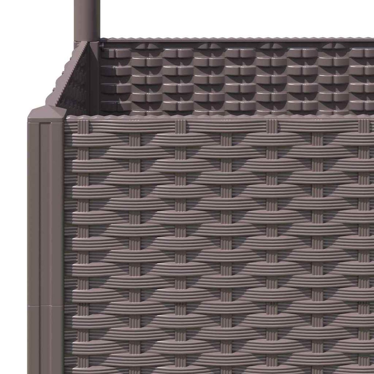 Eine braune Kiste mit Rattan-Geflechtmuster. Nahaufnahme.