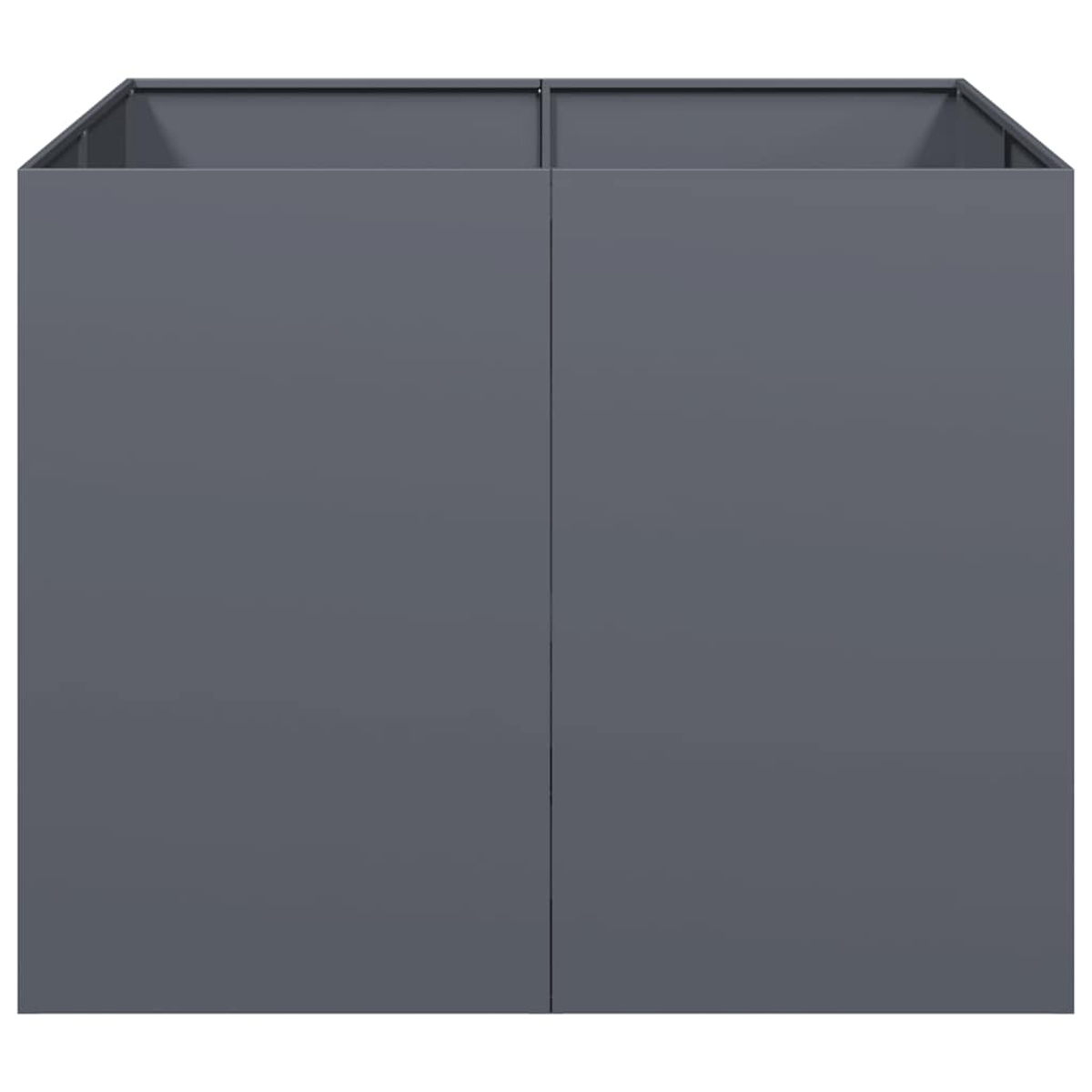 Un contenitore grigio rettangolare a due scomparti, visto frontalmente.