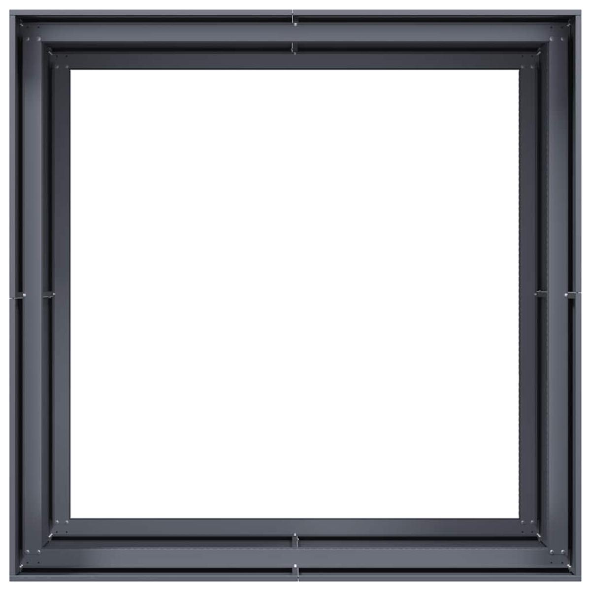 Cornice rettangolare grigio scuro con connessioni metalliche e rivetti visibili.