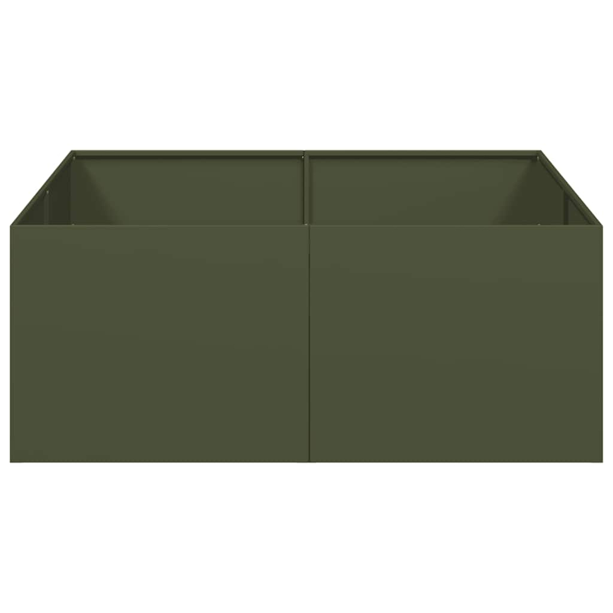 Due fioriere rettangolari verde scuro una accanto all'altra.