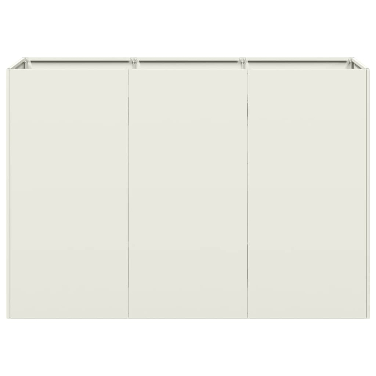 Un modulo armadio beige chiaro a tre sezioni con linee verticali tra le porte.