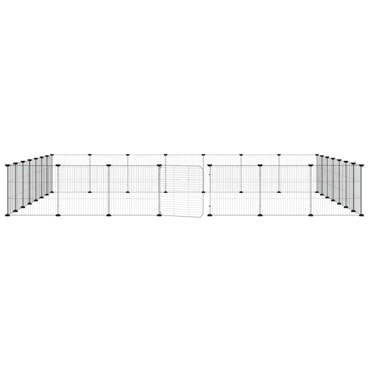 Ein rechteckiger, modularer Drahtkäfig mit einem Tor in der Mitte.
