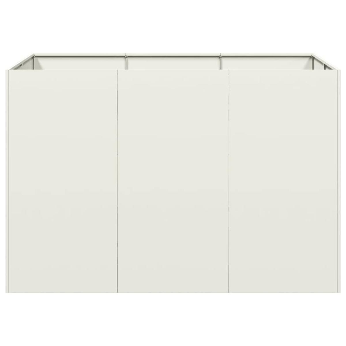 Una struttura di stand espositivo bianca e vuota con tre pannelli e telaio metallico.