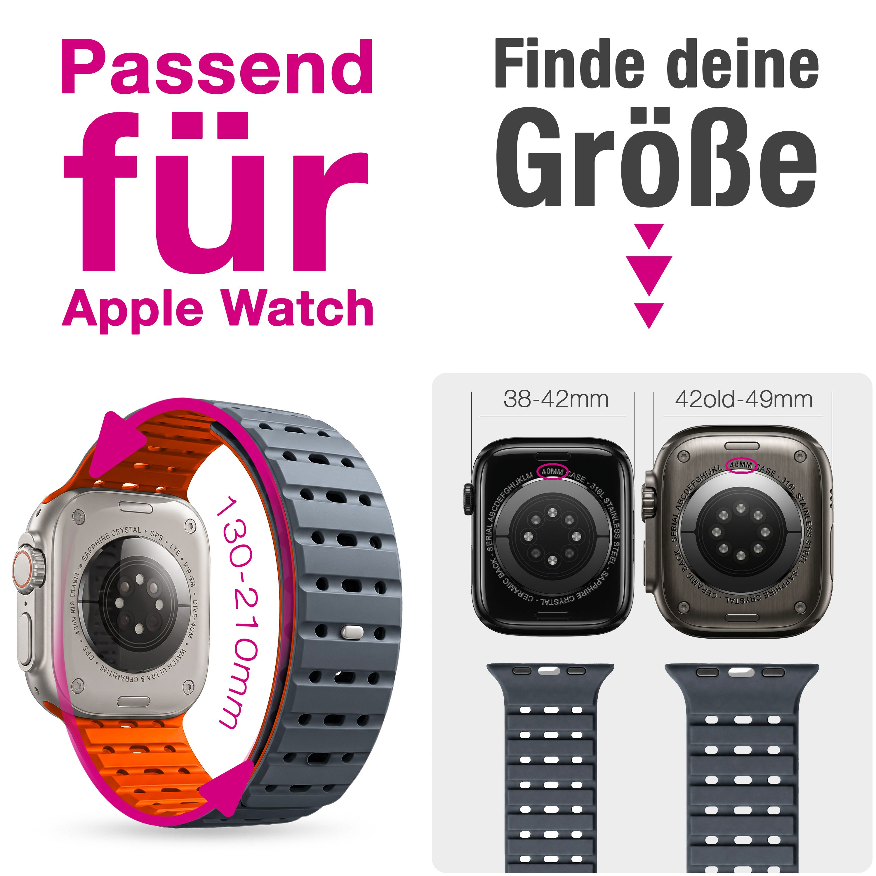 Apple Watch con cinturini di varie dimensioni e colori.