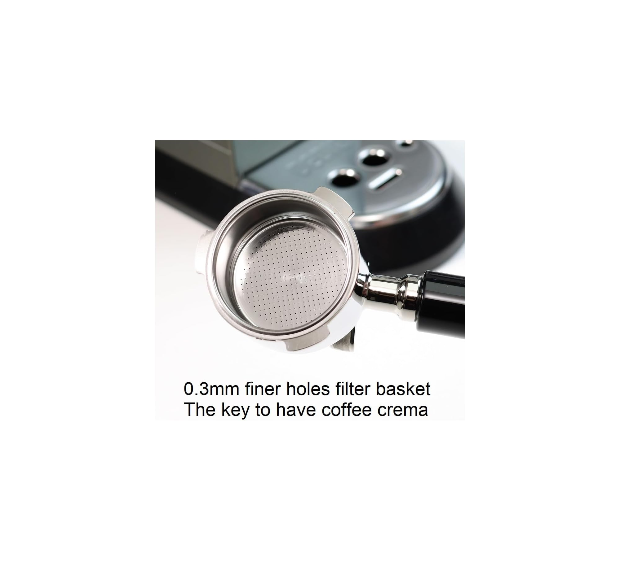 Siebträger mit 0,3mm feineren Löchern für Kaffeecrèma.