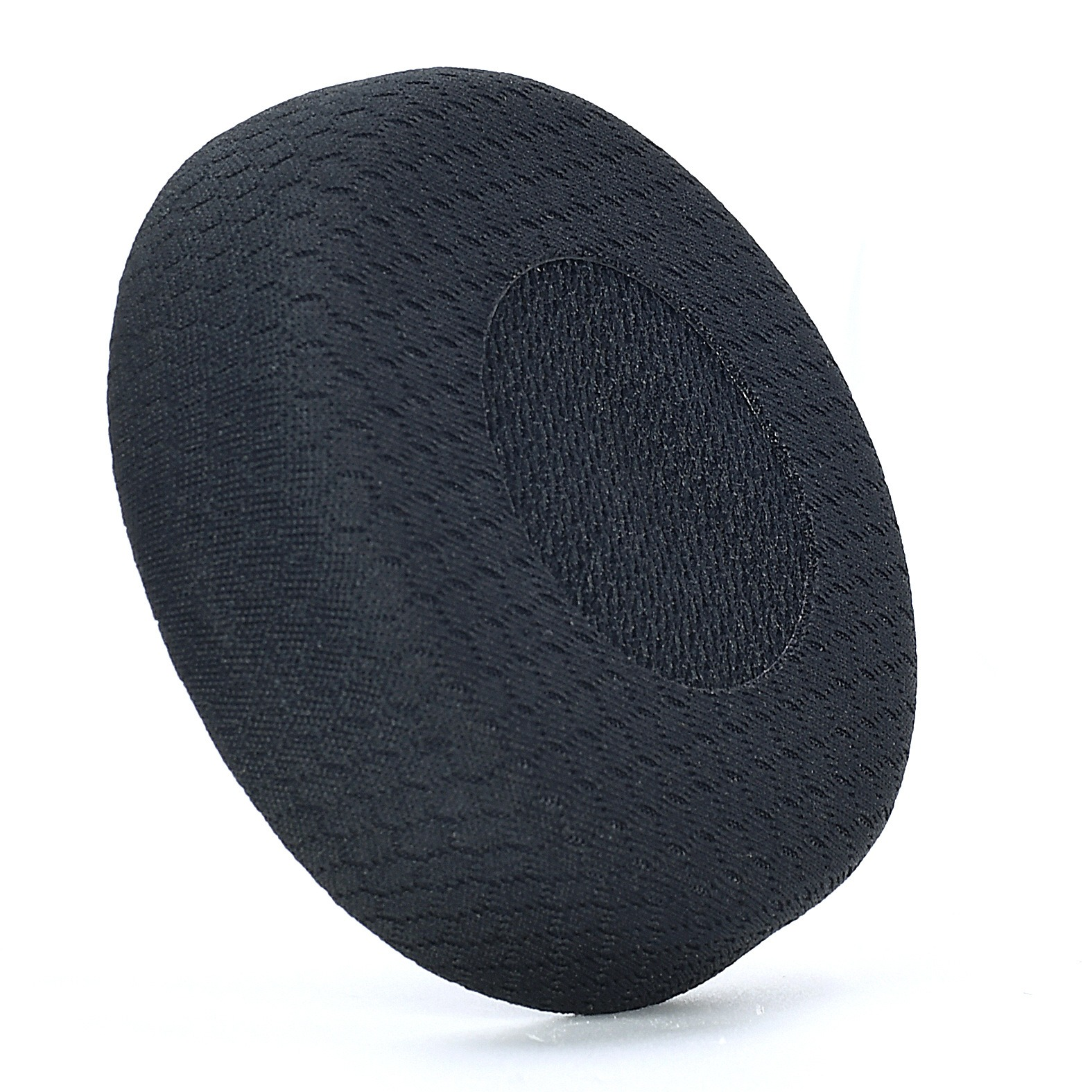 Schwarzer Ohrpolster-Bezug mit Textur, oval.