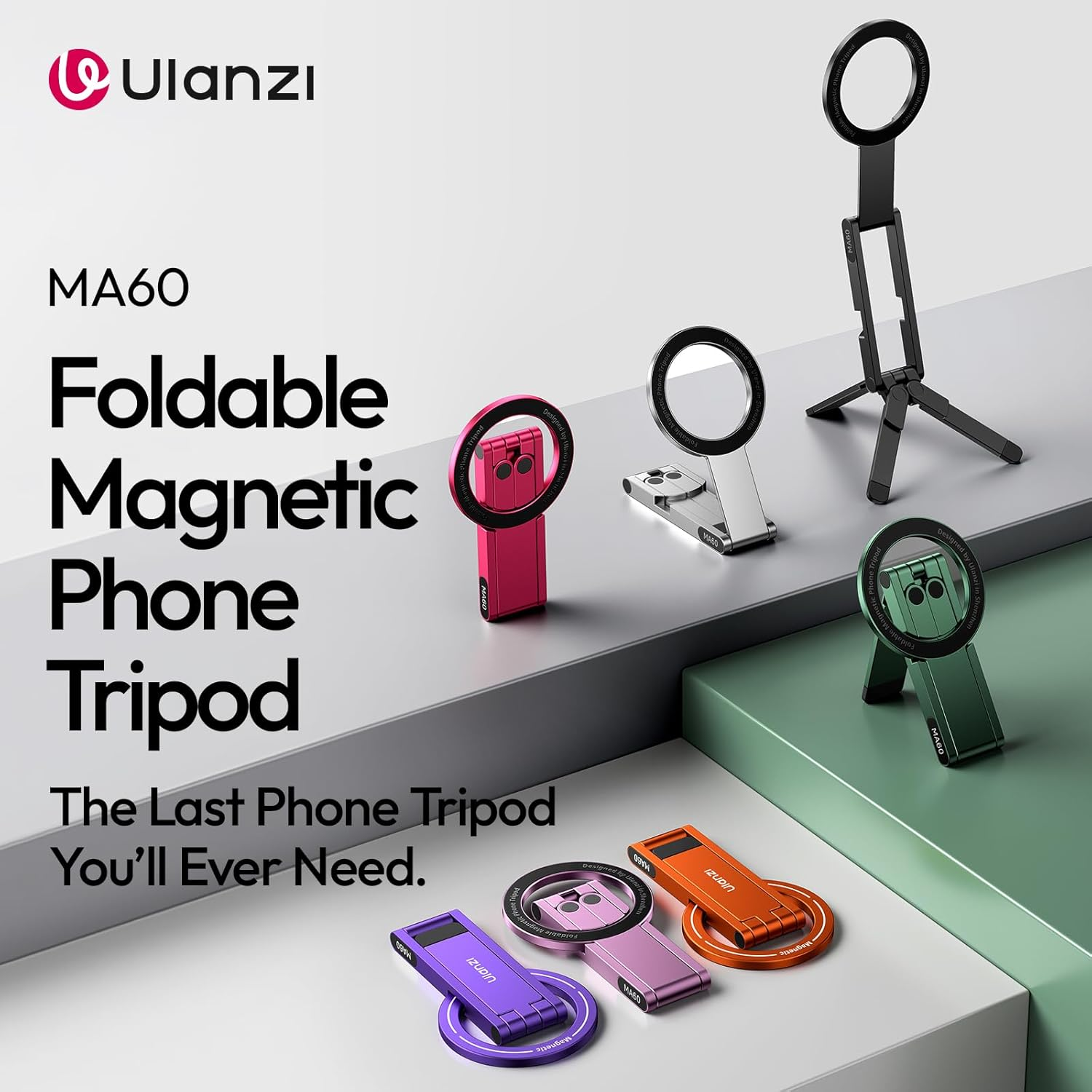 Trípode magnético plegable Ulanzi MA60 para teléfono en colores.