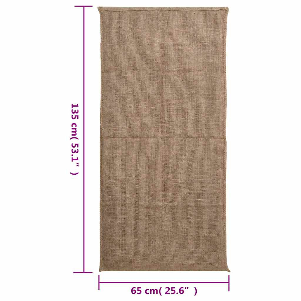 Brauner Jute-Stoff, 135 cm lang und 65 cm breit.