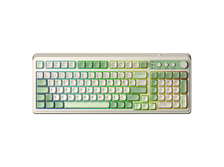 AULA Aula S99 Retro RGB Gaming 3 Modlu Bluetooth/2.4GHz/USB-C Kablosuz Makrolu Türkçe Q Klavye Yeşil Bluetooth , 2.4ghz , usb-c Makrolu Oyuncu Klavyesi Yeşil