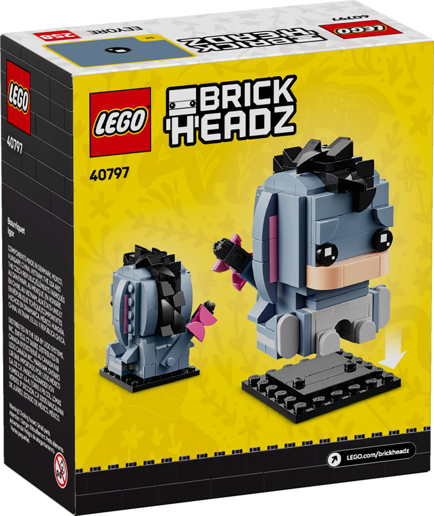 Lego BrickHeadz Eeyore yapım seti. Model 40797. İki Eeyore figürü içerir.